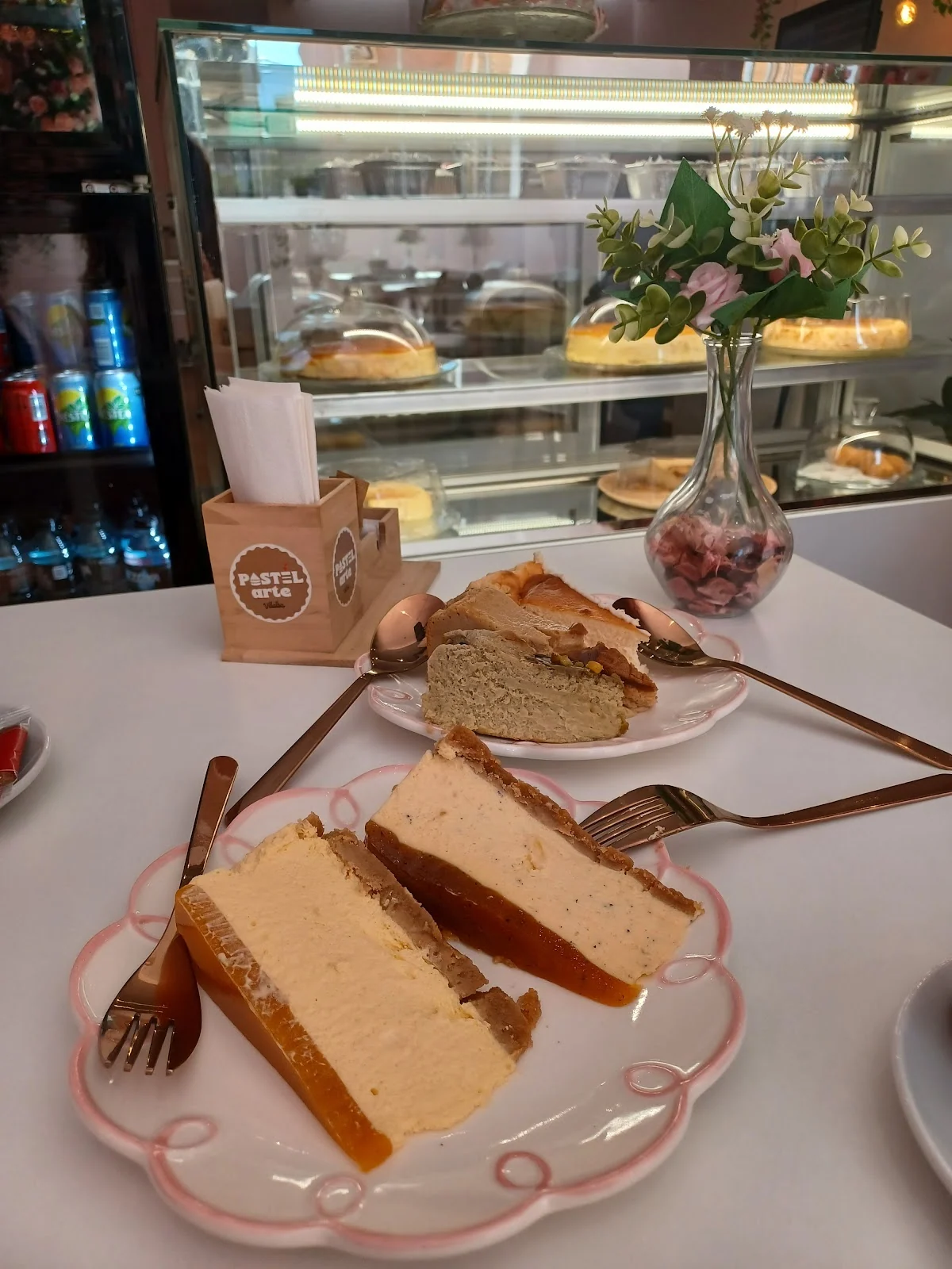 Porción de tarta de queso